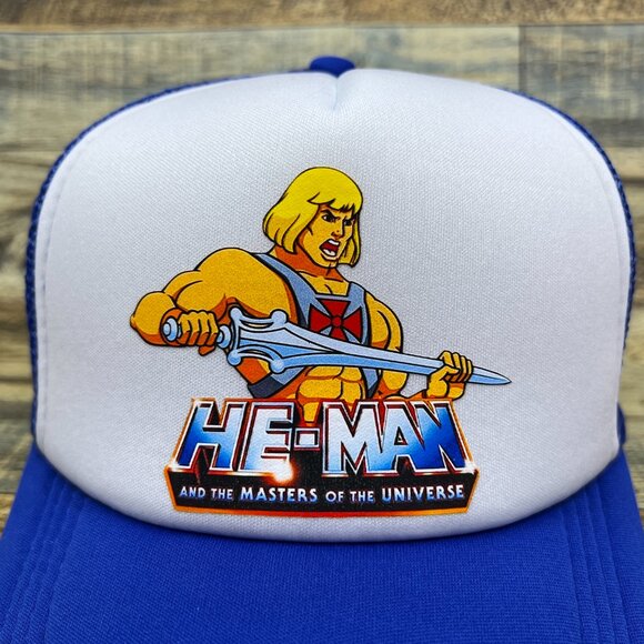 He-Man & Masters Of The Universe Unisex Trucker Hat Blue 1983 Cartoon Ball Cap - Picture 3 of 5